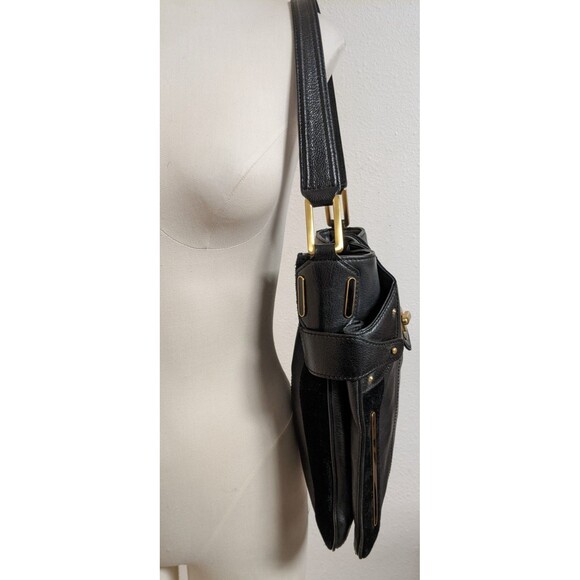 Jill Stuart Black Pebbled Leather & Suede Shoulder Handbag/Purse GORGEOUS! - Picture 3 of 16